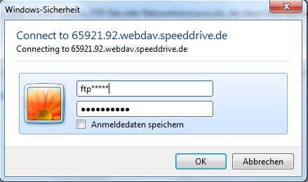 Image:Speeddrive als WebDUV Anbindung Fenster Kennwort.jpg